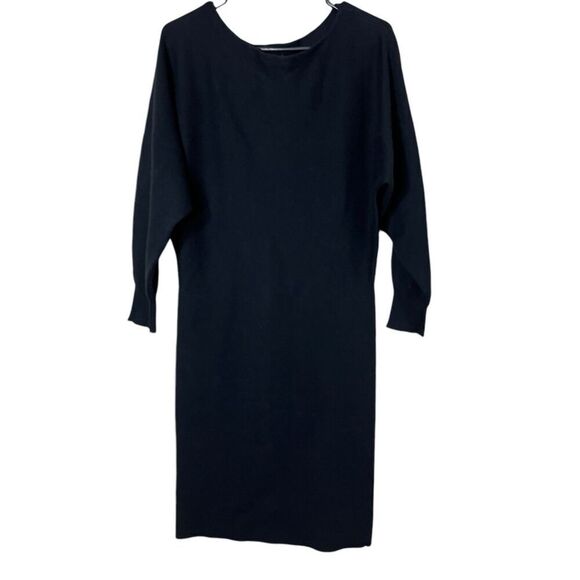 J. Crew Black Sweater Midi Knit Dress Long Sleeves Wool Blend Size M - Picture 1 of 8